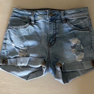 Pacsun denim jean shorts super stretch shorty distressed (24)